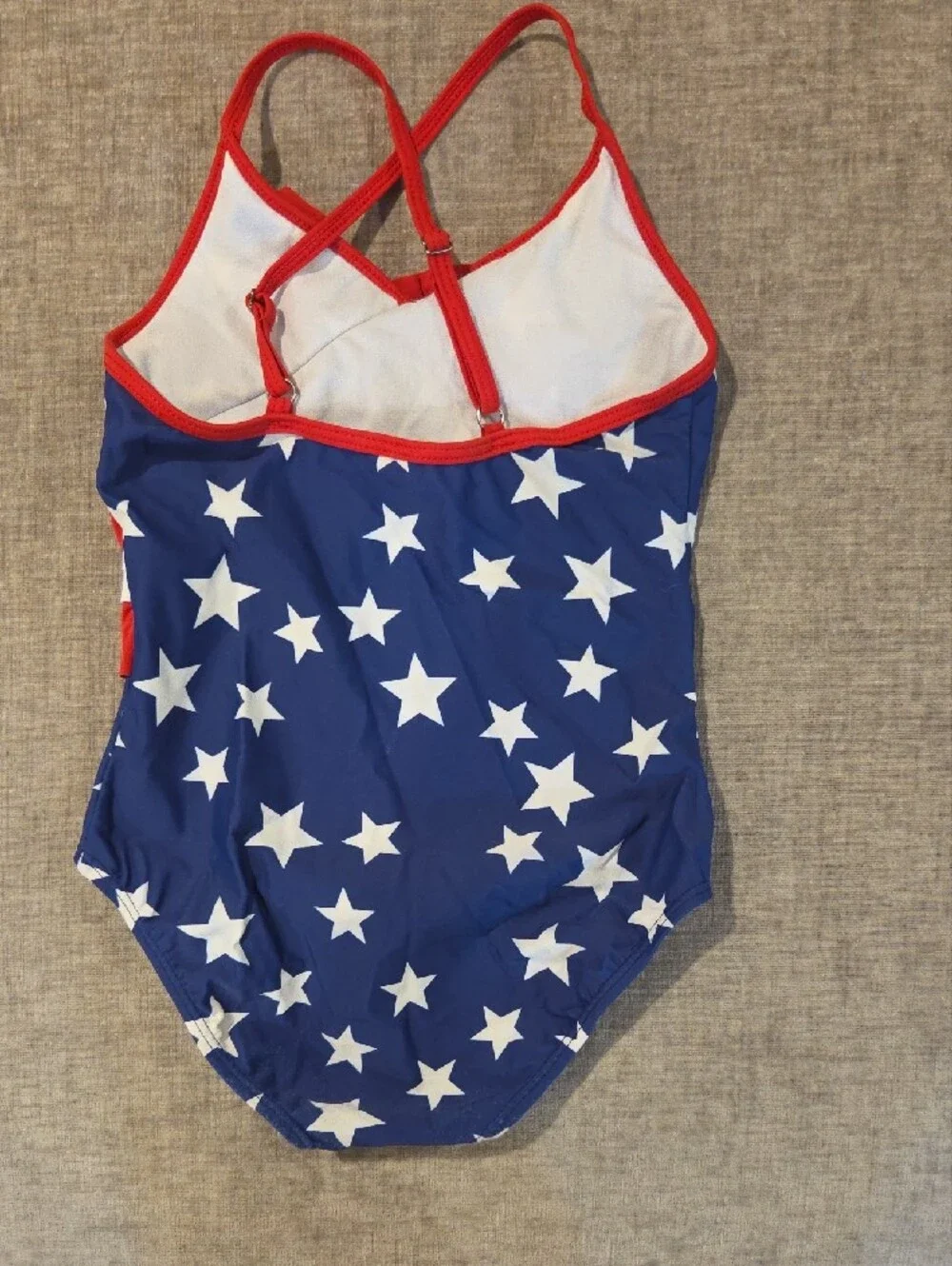 Girls' Star Print Ruffle One-Piece Swimsuit - Red, White & Blue